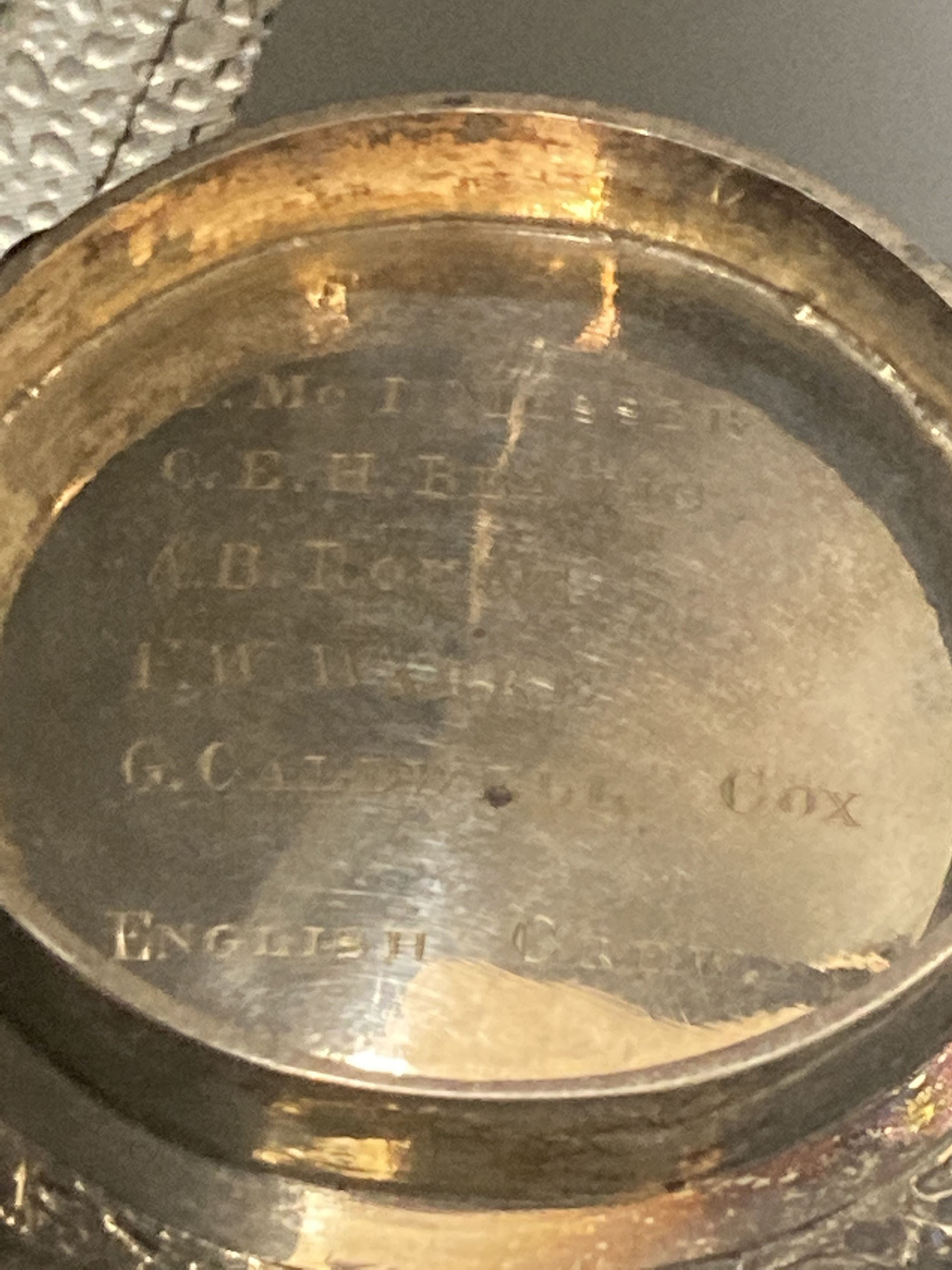 An early 20th century Chinese Export white metal small bowl, by Wang Hing, engraved International Cup Hong Kong, 1903,